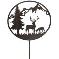 Floristik24 Dekostecker Metall Hirsch und Kiefer Schwarz Rost 100cm