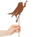 Vogel Gartenstecker aus Metall Edelrost 52cm | Floristik24.ch