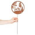 Gartenstecker Metall Rostoptik Hirsch-Motiv Rund 53cm 2er-Set | Floristik24.ch