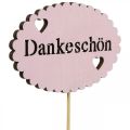 Floristik24 Blumenstecker Schriftzug, Strauß Deko Dankeschön 9cm 18St