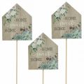 Floristik24 Blumenstecker Holz Home Sweet Home Deko 6,5x7,5cm 18St