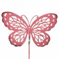 Gartenstecker Schmetterling Metall Rosa H30cm 6St