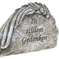 Floristik24 Grabschmuck Engelsflügel mit Spruch Kunststein Grau 16cm 4St