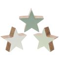 Floristik24 Deko Holzsterne 10cm Mintgrün und Weiss 3er-Set