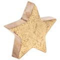 Floristik24 Deko-Sterne Holz goldfarben Ø 5 cm 9er Set für Tischdekoration