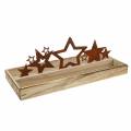 Floristik24 Holz-Tablett Sternensilhouette Edelrost 35cm × 14cm