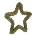 Floristik24 Stern zum Hängen aus Kunstfell in Grün, 30 cm, 3er-Set