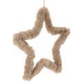 Floristik24 Deko-Sterne aus Kunstfell, 30 cm, hellbraun, 3er-Set