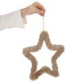 Deko-Sterne aus Kunstfell, 30 cm, hellbraun, 3er-Set | Floristik24.ch