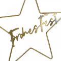 Floristik24 Stern “Frohes Fest”, Dekoring in Sternform, Metalldeko für Weihnachten Golden, Silbern 32×39,5cm