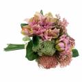 Floristik24 Blumenstrauß Dahlie und Protea, Seidenblumen, Sommerdeko L25cm