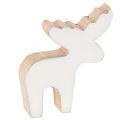Floristik24 Elch Holzfigur stehend 6cm weiss natur im 8er Set für weihnachtliche Dekoration