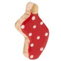 Floristik24 Socken aus Holz rot mit weissen Punkten 6cm 8er-Set Tischdekoration Weihnachten