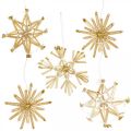 Floristik24 Strohsterne Glitzer Gold Set Weihnachtsschmuck Ø6cm 24St