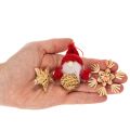 Strohanhänger Set mit Figuren und Sternen 4–6 cm 30-teilig Natur-Rot | Floristik24.ch
