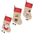 Floristik24 Weihnachtsstrumpf-Set aus Stoff, 50 cm, Rot-Beige, 3 Motive: Weihnachtsmann, Wichtel, Schneemann