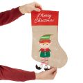 Weihnachtsstrumpf-Set aus Stoff, 50 cm, Rot-Beige, 3 Motive: Weihnachtsmann, Wichtel, Schneemann | Floristik24.ch