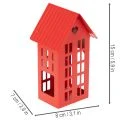 Metall-Windlicht-Set Häuser Rot mit Tablett 35cm | Floristik24.ch