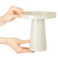Metall Tablett mit Standfuss 20 cm Beige-Grau für Kerzen und Deko | Floristik24.ch