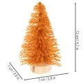 Miniatur-Tannenbaum Tischdeko 12 cm, Grün Rot Orange, 6er-Set, künstlich auf Holzsockel | Floristik24.ch