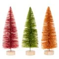 Künstlicher Tannenbaum 31 cm aus Kunststoff und Holz in Grün, Rot und Orange im 3er-Set | Floristik24.ch