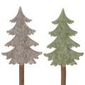Floristik24 Deko Tannenbaum auf Holzstab 45 cm, Set aus 6, grau und grün