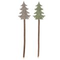 Deko Tannenbaum auf Holzstab 45 cm, Set aus 6, grau und grün | Floristik24.ch