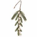 Floristik24 Künstlicher Tannenzweig mit weissen Mini-Christbaumkugeln, 46 cm, 2 Stück für Weihnachtsdekoration