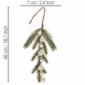 Künstlicher Tannenzweig mit weissen Mini-Christbaumkugeln, 46 cm, 2 Stück für Weihnachtsdekoration | Floristik24.ch