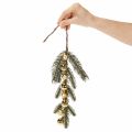 Künstlicher Tannenzweig mit goldfarbenen Mini-Christbaumkugeln, 46 cm, 2 Stück | Floristik24.ch