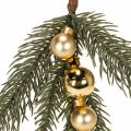 Künstlicher Tannenzweig mit goldfarbenen Mini-Christbaumkugeln, 46 cm, 2 Stück | Floristik24.ch