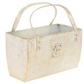 Floristik24 Goldfarbene Metalltasche Dekogefäss rechteckig 26 cm für Innenbereich