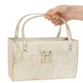 Goldfarbene Metalltasche Dekogefäss rechteckig 26 cm für Innenbereich | Floristik24.ch