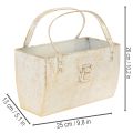 Goldfarbene Metalltasche Dekogefäss rechteckig 26 cm für Innenbereich | Floristik24.ch