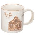 Floristik24 Keramiktasse mit Lebkuchen-Hausmotiv und Reliefmuster 9 cm