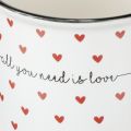 Tasse mit Herzen Keramiktasse Weiß Rot Ø9cm H9cm | Floristik24.ch