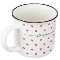 Tasse mit Herzen Keramiktasse Weiß Rot Ø9cm H9cm | Floristik24.ch