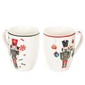 Floristik24 Weihnachtstassen Set Keramik Nussknacker Zuckerstange 10cm 2 Stück