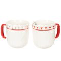 Floristik24 Kaffeetasse 9cm Keramik mit rotem Henkel und Herzmotiv 2er-Set