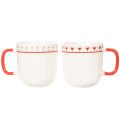 Kaffeetasse 9cm Keramik mit rotem Henkel und Herzmotiv 2er-Set | Floristik24.ch