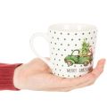 Weihnachtstassen-Set Keramik 10 cm grün mit Weihnachtsauto-Motiv | Floristik24.ch
