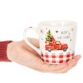 Weihnachtstassen aus Keramik 10 cm Rot-Weiss mit Auto und Tannenbaum 2er-Set | Floristik24.ch