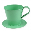 Floristik24 Deko-Tasse mit Teller Pastellgrün Ø9cm H8cm