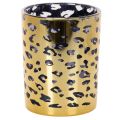 Floristik24 Windlicht Glas Leopardenmuster Gold für Tischdekoration 12 cm
