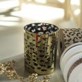Windlicht Glas Leopardenmuster Gold für Tischdekoration 12 cm | Floristik24.ch