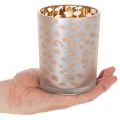 Windlicht aus Glas mit Leopardenmuster, 12 cm, gold-silbern | Floristik24.ch