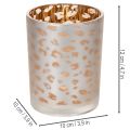 Windlicht aus Glas mit Leopardenmuster, 12 cm, gold-silbern | Floristik24.ch
