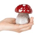 Dekorativer Stabkerzenhalter aus Keramik, Fliegenpilz-Design, 9 cm hoch, rot-weiss | Floristik24.ch