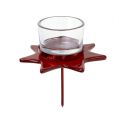 Floristik24 Teelichthalter Rot Sternform mit Glas Ø10cm H10,5cm 2St