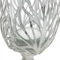 Floristik24 Windlicht Metall Weiß, Teelichthalter Blüte Ø13cm H30cm